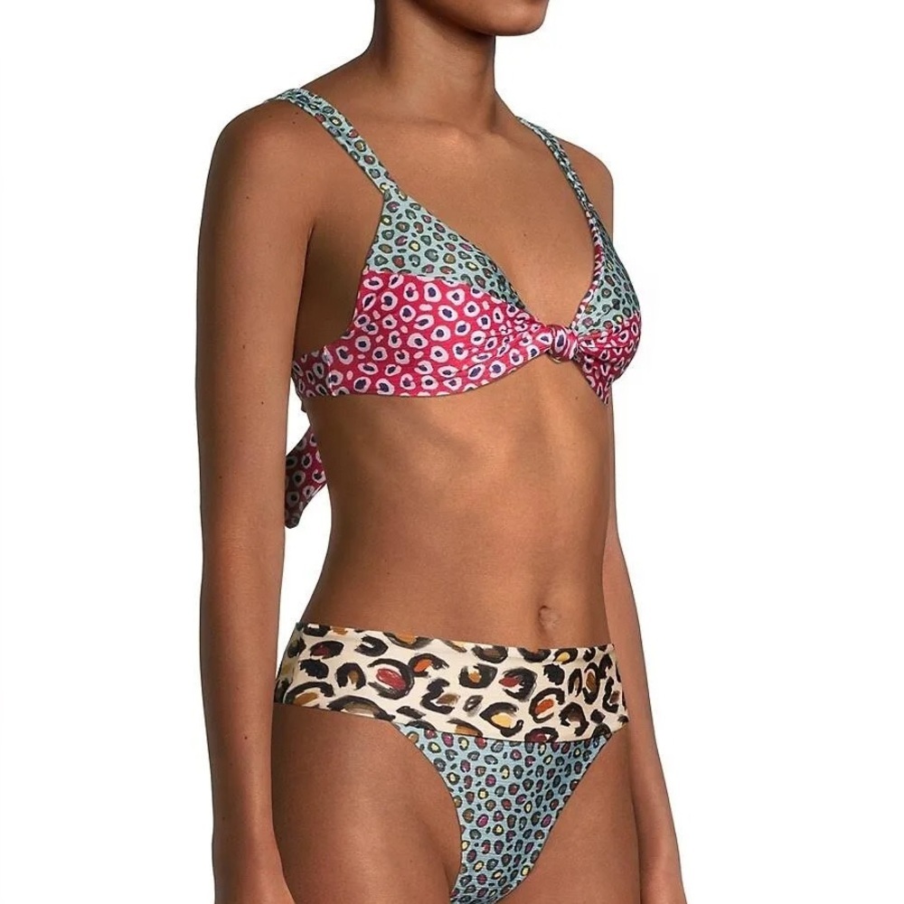 FARM Rio Leopard Patcha Reversible Bikini Top Size Large - Picture 2 of 9